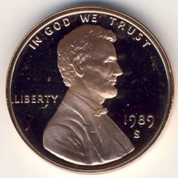 США 1 цент 1989 год