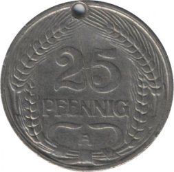 Германия 25 пфеннигов 1910 год