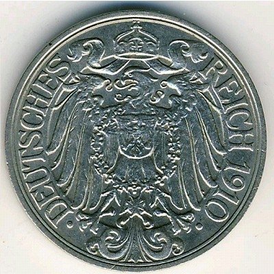 Германия 25 пфеннигов 1910 год
