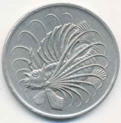 Сингапур 50 центов 1973 год - Рыба-скорпион (крылатка)