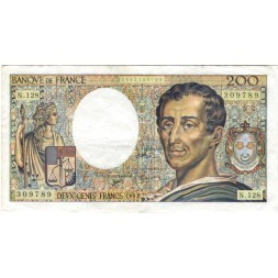 Франция 200 франков 1992 год - Барон Монтескье Шарль Луи. Шато-де-Ла Бред - VF+