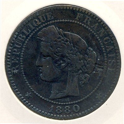 Франция 10 сантимов 1880 год