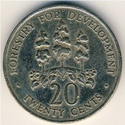 Ямайка 20 центов 1976 год