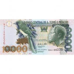 Сан-Томе и Принсипи 10000 добр 2013 год - Золотистая бронзовая кукушка UNC