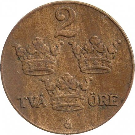 Швеция 2 эре 1940 год - Король Густав V