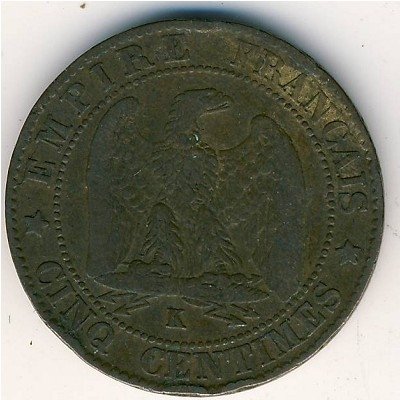 Франция 5 сантимов 1863 год