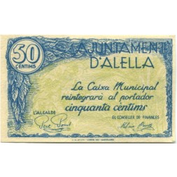Испания (Каталония Алелья) 50 центов 1937 год - aUNC