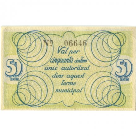 Испания (Каталония Алелья) 50 центов 1937 год - aUNC
