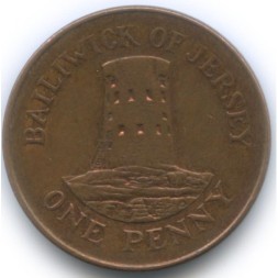 Монета Джерси 1 пенни 2005 год