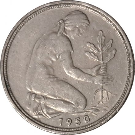 ФРГ 50 пфеннигов 1950 год (F)