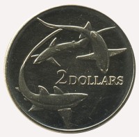 Монета Токелау 2 доллара 2017 год - Акулы