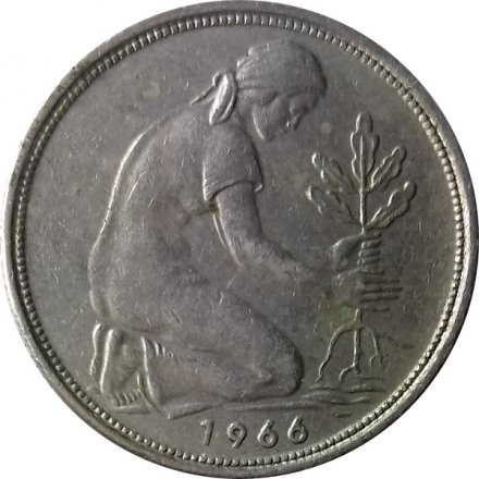 ФРГ 50 пфеннигов 1966 год (J)