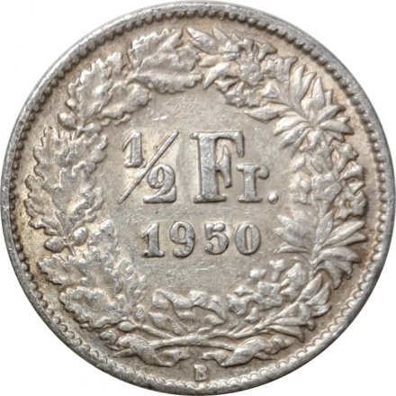 Швейцария 1/2 франка 1950 год