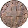 Швейцария 2 раппена 1957 год