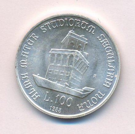 Италия 100 лир 1988 год - 900 лет Болонскому университету