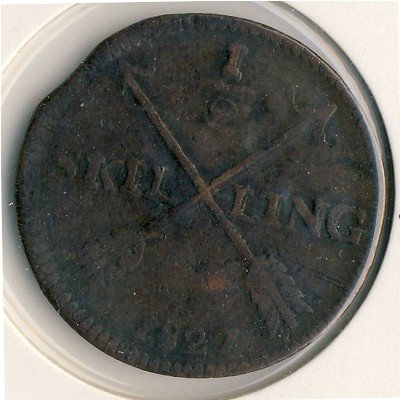 Швеция 1/2 скиллинга 1827 год