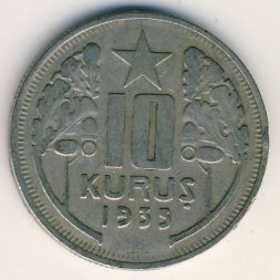 Турция 10 куруш 1935 год