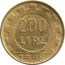 Италия 200 лир 1998 год