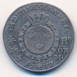 Швеция 1/6 риксдалера 1777 год