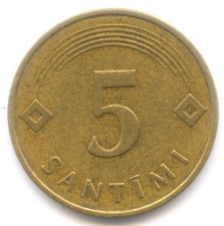 Латвия 5 сантим 1992 год