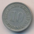 Германия 10 пфеннигов 1911 год (F)