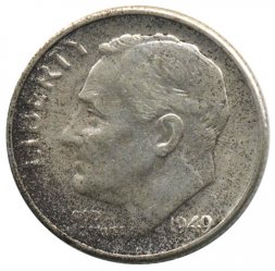 США 1 дайм (10 центов) 1949 год - Рузвельт (D)