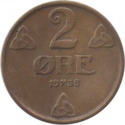 Норвегия 2 эре 1938 год