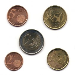 Набор из 5 евромонет Испания 2003 год (из годового набора)