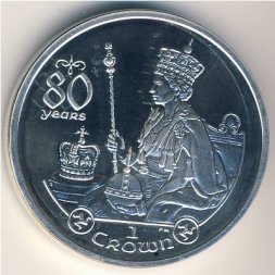Остров Мэн 1 крона 2006 год - 80-летие Королевы Елизаветы II