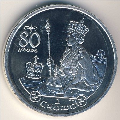 Остров Мэн 1 крона 2006 год - 80-летие Королевы Елизаветы II