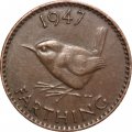 Великобритания 1 фартинг 1947 год - Крапивник
