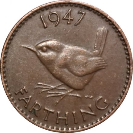 Великобритания 1 фартинг 1947 год - Крапивник