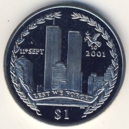 Виргинские острова 1 доллар 2011 год - Трагедия 11 сентября 2001 года. Башни-близнецы