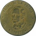 Доминиканская республика 1 песо 1992 год - Хуан Пабло Дуарте (&quot;DUARTE&quot; на бюсте)