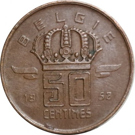 Бельгия 50 сантимов 1952 год BELGIE