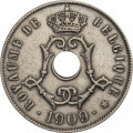 Бельгия 25 сантимов 1909 год BELGIQUE
