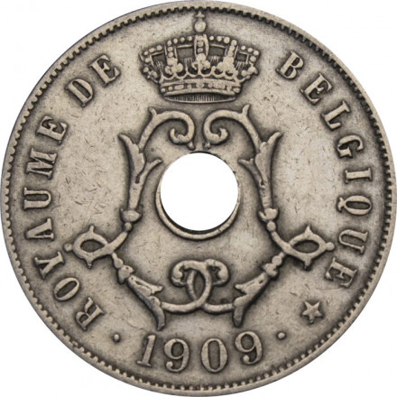 Бельгия 25 сантимов 1909 год BELGIQUE