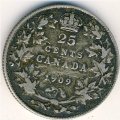 Канада 25 центов 1909 год
