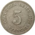 Германия 5 пфеннигов 1897 год (A)