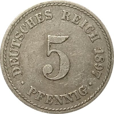 Германия 5 пфеннигов 1897 год (A)