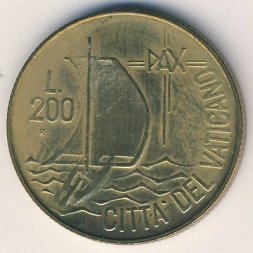 Ватикан 200 лир 1984 год