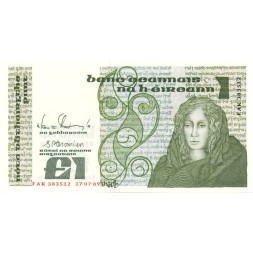 Ирландия 1 фунт 1989 год - Королева Мэйв. Средневековая рукопись UNC