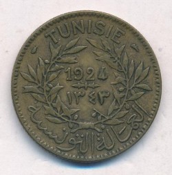 Тунис 2 франка 1924 год