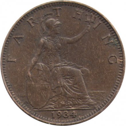 Великобритания 1 фартинг 1934 год