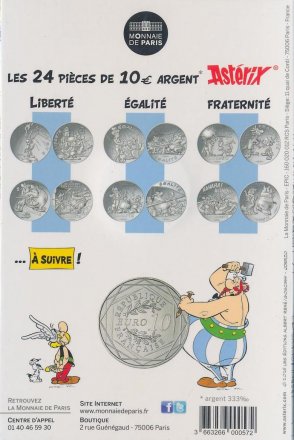 Франция 10 евро 2015 год - Астерикс и Обеликс - EGALITE, гребцы