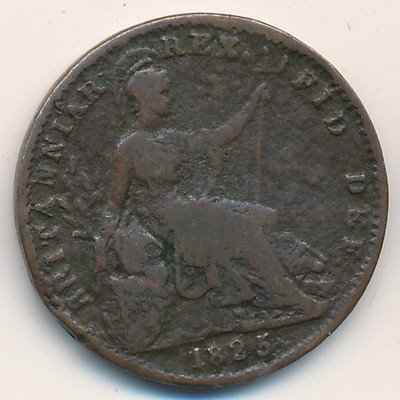 Великобритания 1 фартинг 1825 год