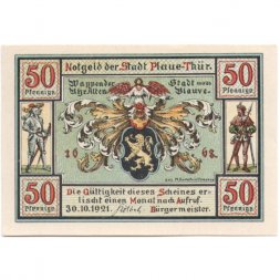 Германия (Нотгельд) 50 пфеннигов 1921 - Plaue-Thur - aUNC