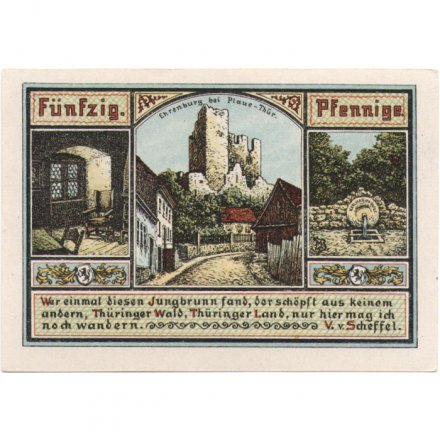 Германия (Нотгельд) 50 пфеннигов 1921 - Plaue-Thur - aUNC
