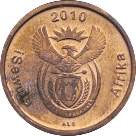 ЮАР 5 центов 2010 год - Райский журавль