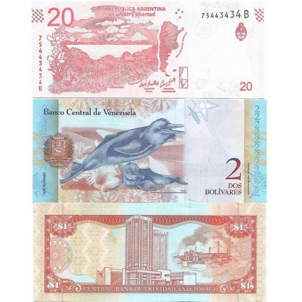 Набор из 3 банкнот стран Северной и Южной Америки (UNC)